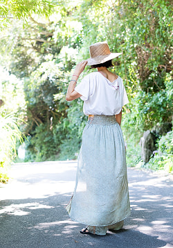 優雅なシルエットだけど動きやすい アンティークサリーのラップスカートパンツ - サブ5