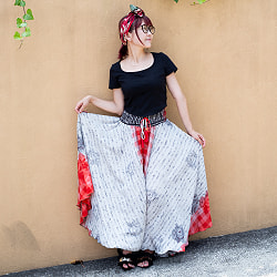 ひらひら舞うシルエットが美しい アンティークサリーのワイドボリュームパンツ - サブ3