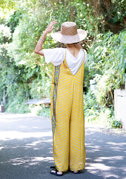 ストンとしたデザインが可愛い！ アンティークサリーのロングサロペット - サブ2