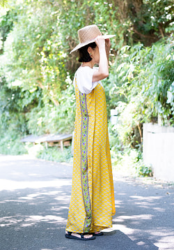 ストンとしたデザインが可愛い！ アンティークサリーのロングサロペット - サブ3