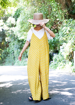 ストンとしたデザインが可愛い！ アンティークサリーのロングサロペット - サブ4