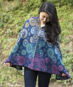 フード付き花柄ふわふわポンチョ - サブ2