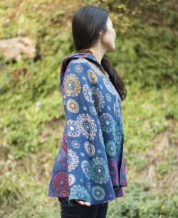 フード付き花柄ふわふわポンチョ - サブ3