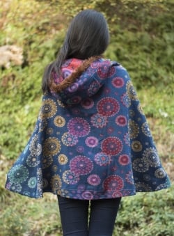 フード付き花柄ふわふわポンチョ - サブ4