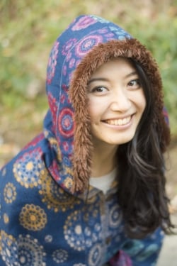 フード付き花柄ふわふわポンチョ - サブ5