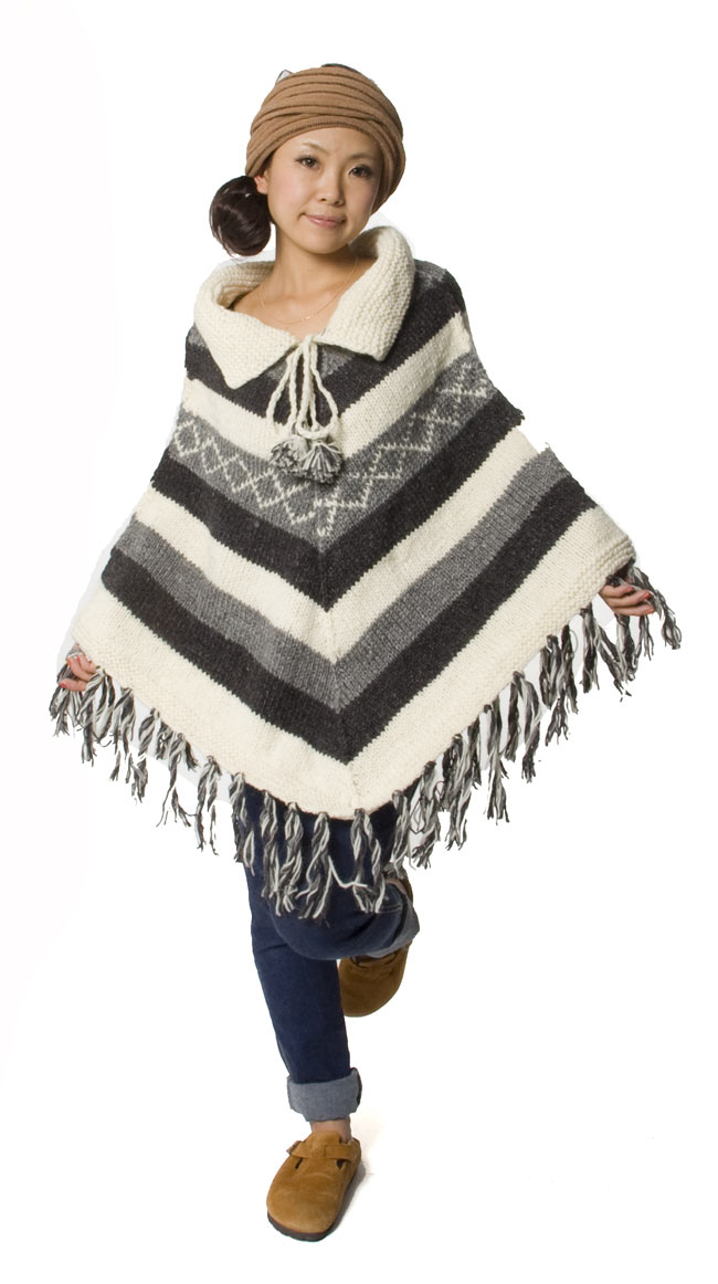 ウールポンチョ 【モノクロ】 の通販[送料無料] - TIRAKITA.COM