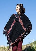 ウール・シルク編みポンチョ
