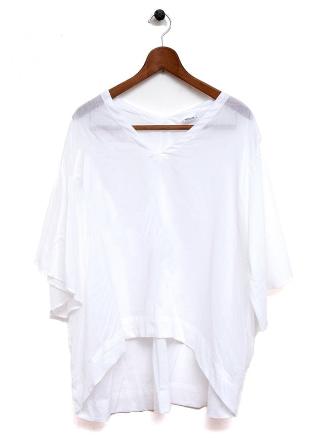 柔らかい素材が優しく肌を包む　シアー素材のワイドスリーブシャツ 10 - 1：ホワイト