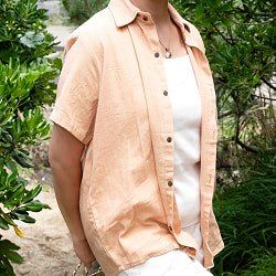 ラフコットンのシンプル半袖シャツ - サブ2