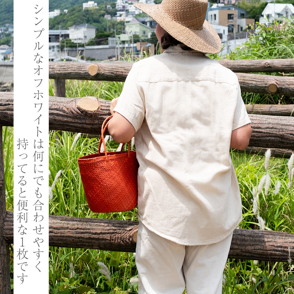 ラフコットンのシンプル半袖シャツ3枚目の説明写真です