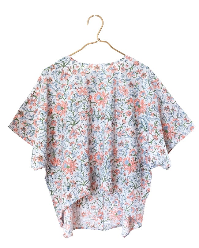 朝の気分で前を決める ブロックプリントの2WAYシャツ 8 - 1：グレー　ボートネックを前にした場合のシルエットです