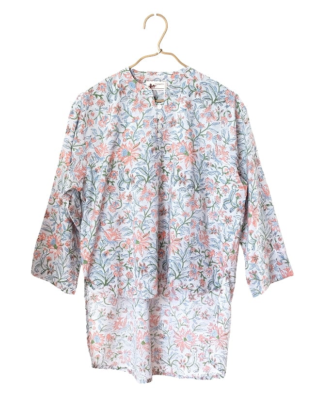 ウッドブロックプリントのバックロング クルティ風チュニックシャツの選択用写真