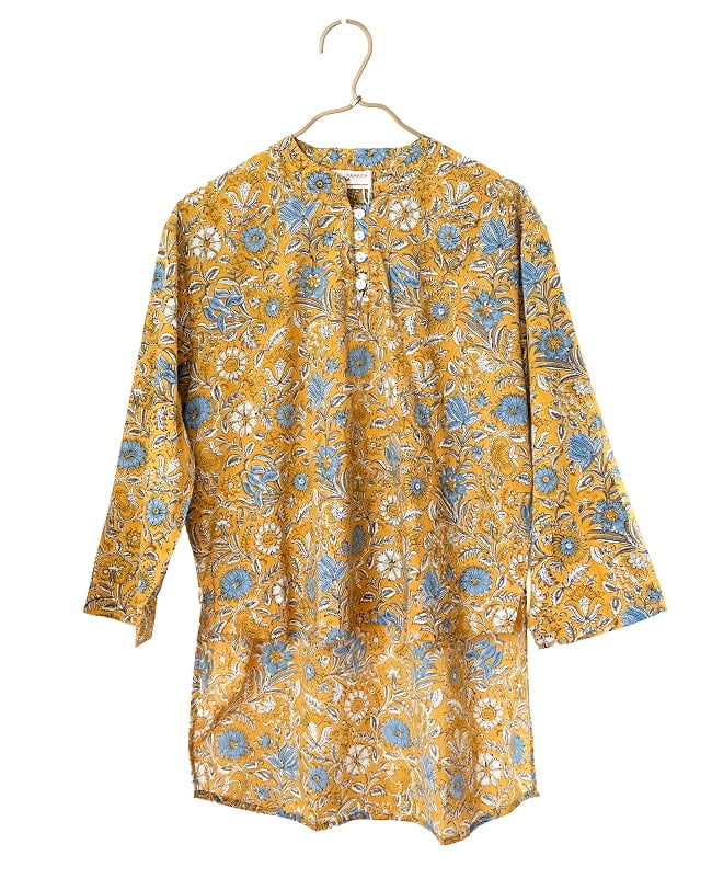 ウッドブロックプリントのバックロング クルティ風チュニックシャツの選択用写真