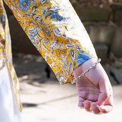 ウッドブロックプリントのバックロング クルティ風チュニックシャツ - サブ5