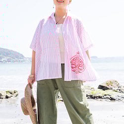 伝統職人が描く、ウッドブロック・ストライプシャツ - サブ3