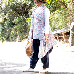 風をまとうインドの手仕事　上下反転で着回し無限大！2WAYウッドブロック・ジレ - サブ3