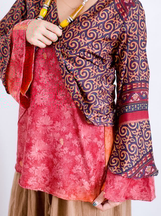 オールドサリー・ベルスリーブシャツ - ベージュ・グレー系 9 -