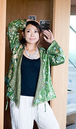 1枚で2度嬉しい！長袖リバーシブル・オールドサリー・カシュクール  - サブ3