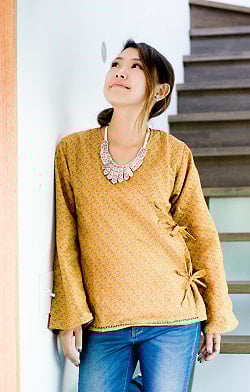 1枚で2度嬉しい！長袖リバーシブル・オールドサリー・カシュクール  - サブ4