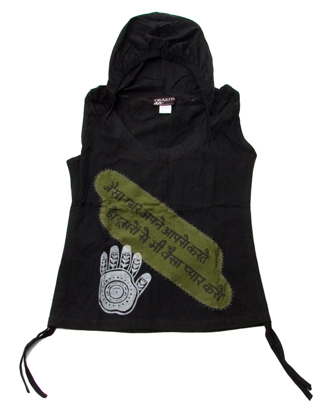 メヘンディプリント タンクトップパーカー 【茶】 4 - 床に置いてみました。サイドの紐はお好みで結んでくださいね。