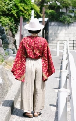 アンティークサリーのベルスリーブラップシャツ - サブ5