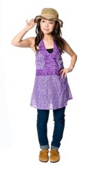 フラワープリントホルターネック - パープルの商品写真