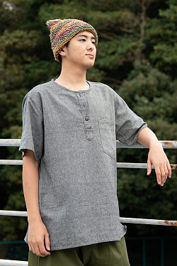 半袖シンプルコットンシャツ - サブ3