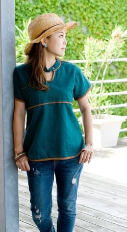 半袖コットン パイピングシャツ - サブ2