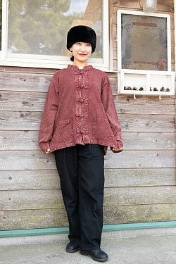 シンプル無地のストーンウォッシュクルタシャツ - サブ2