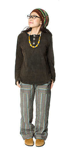 ストーンウォッシュのボタン付Tシャツ - サブ3