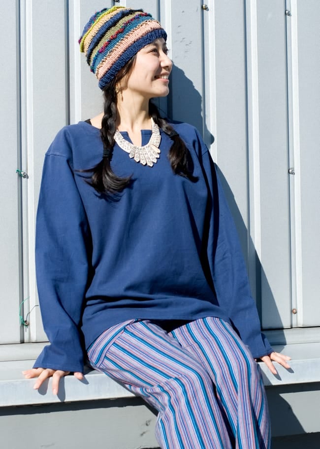 シンプルプレーンのコットンクルタ 6 - 身長150cmの女性スタッフが着てみました。