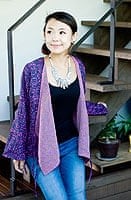 長袖リバーシブル・オールドサリー・カシュクール - パープル系の商品写真