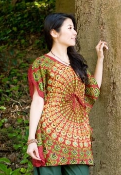 バタフライスリーブのカラフルプリントシャツ - サブ2