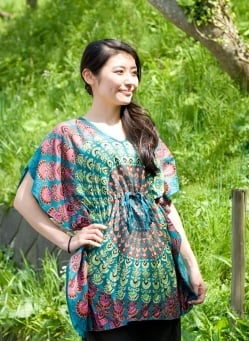 バタフライスリーブのカラフルプリントシャツ - サブ4