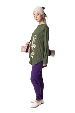 ロータスプリント アシンメトリーストレッチシャツ - サブ2