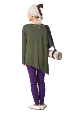 ロータスプリント アシンメトリーストレッチシャツ - サブ3