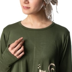 ロータスプリント アシンメトリーストレッチシャツ - サブ4