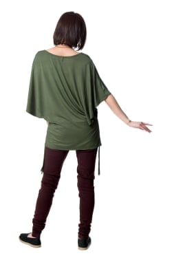 ロータスプリントのバタフライスリーブTシャツ - サブ4