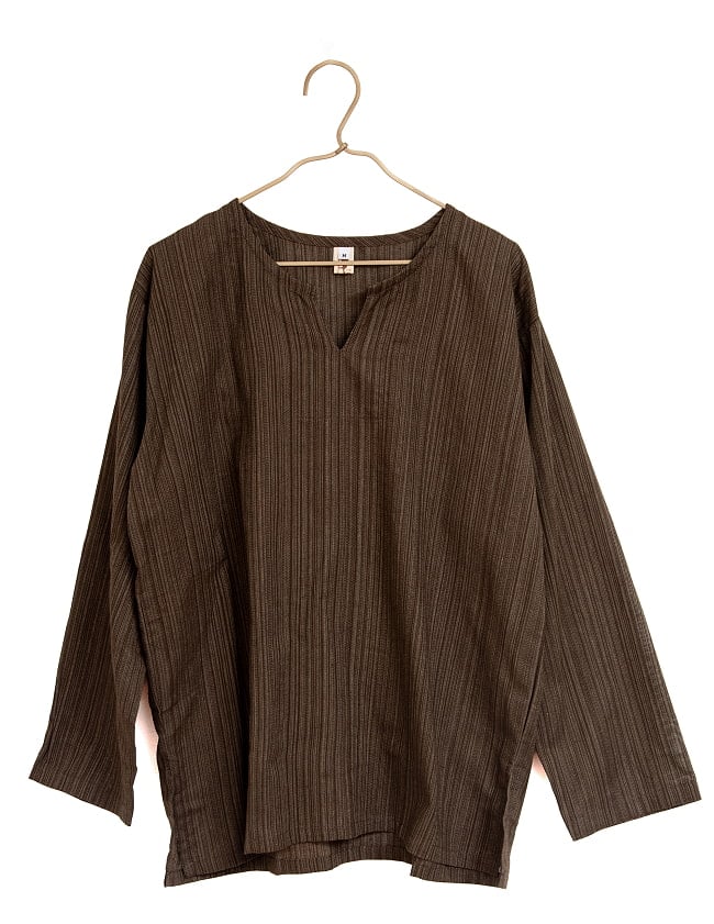 ストライプ織のシンプルクルタ風シャツの選択用写真