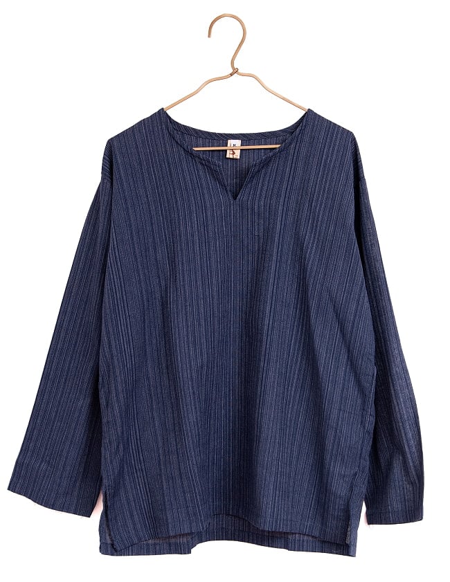 ストライプ織のシンプルクルタ風シャツの選択用写真