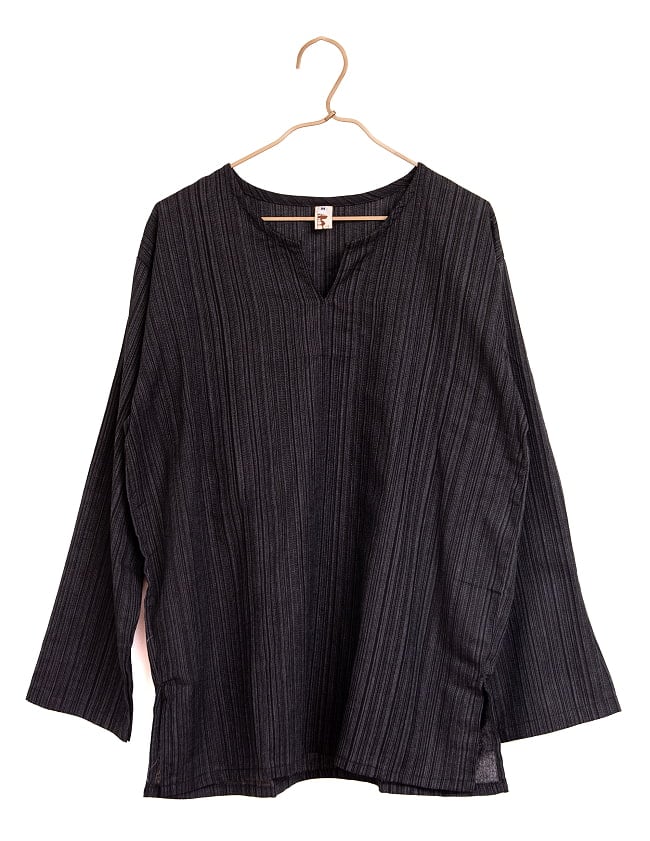 ストライプ織のシンプルクルタ風シャツの選択用写真