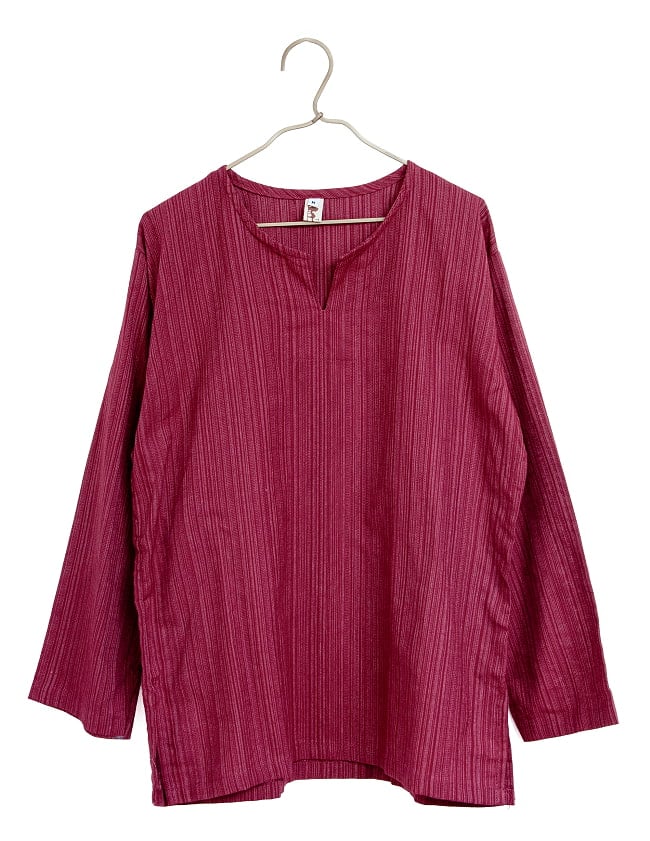 ストライプ織のシンプルクルタ風シャツの選択用写真