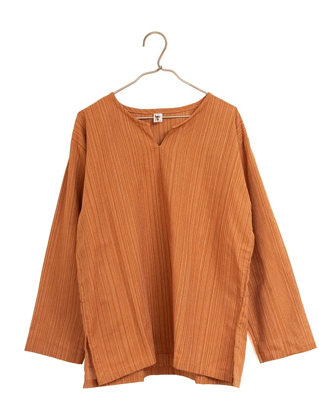 ストライプ織のシンプルクルタ風シャツの選択用写真