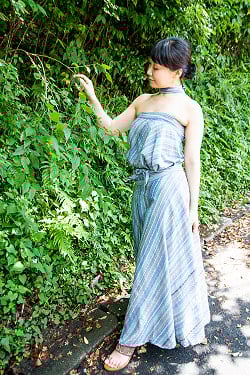 ストライプコットンのラップスカート【ロング】 - サブ2