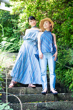 ストライプコットンのラップスカート【ロング】 - サブ3