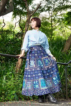 インド伝統柄が美しい　コットンラップスカート-マキシ丈 - サブ2