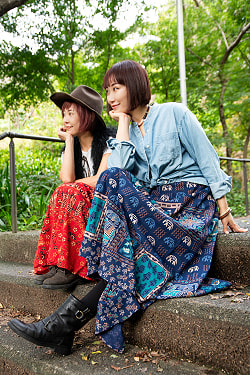 インド伝統柄が美しい　コットンラップスカート-マキシ丈 - サブ4