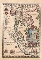 【17世紀】アンティーク地図ポスター[CARTE DU ROYAUME DE SIAM]【タイ及び、周辺諸国】