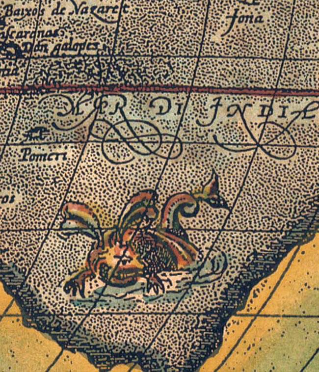 【16世紀】アンティーク地図ポスター[TYPVS ORBIS TERRARVM]【世界地図】 6 - 怪物もちゃんといます！