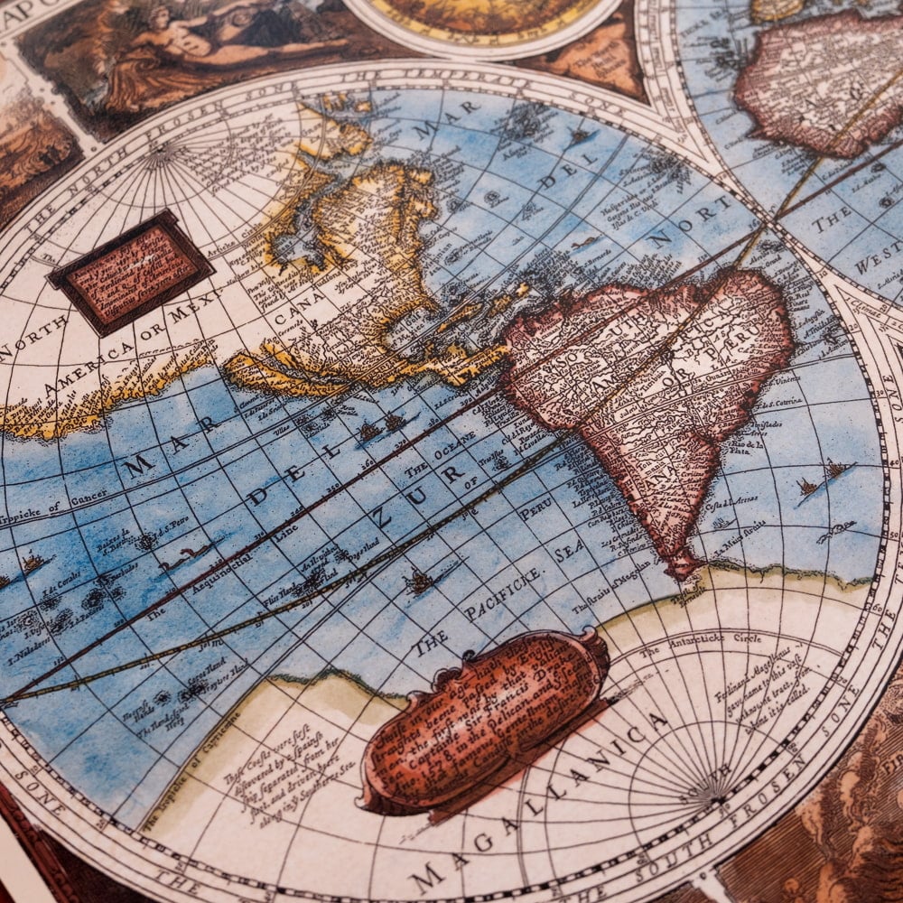 地図 アンティーク地図 古地図 世界地図 (17世紀)アンティーク地図